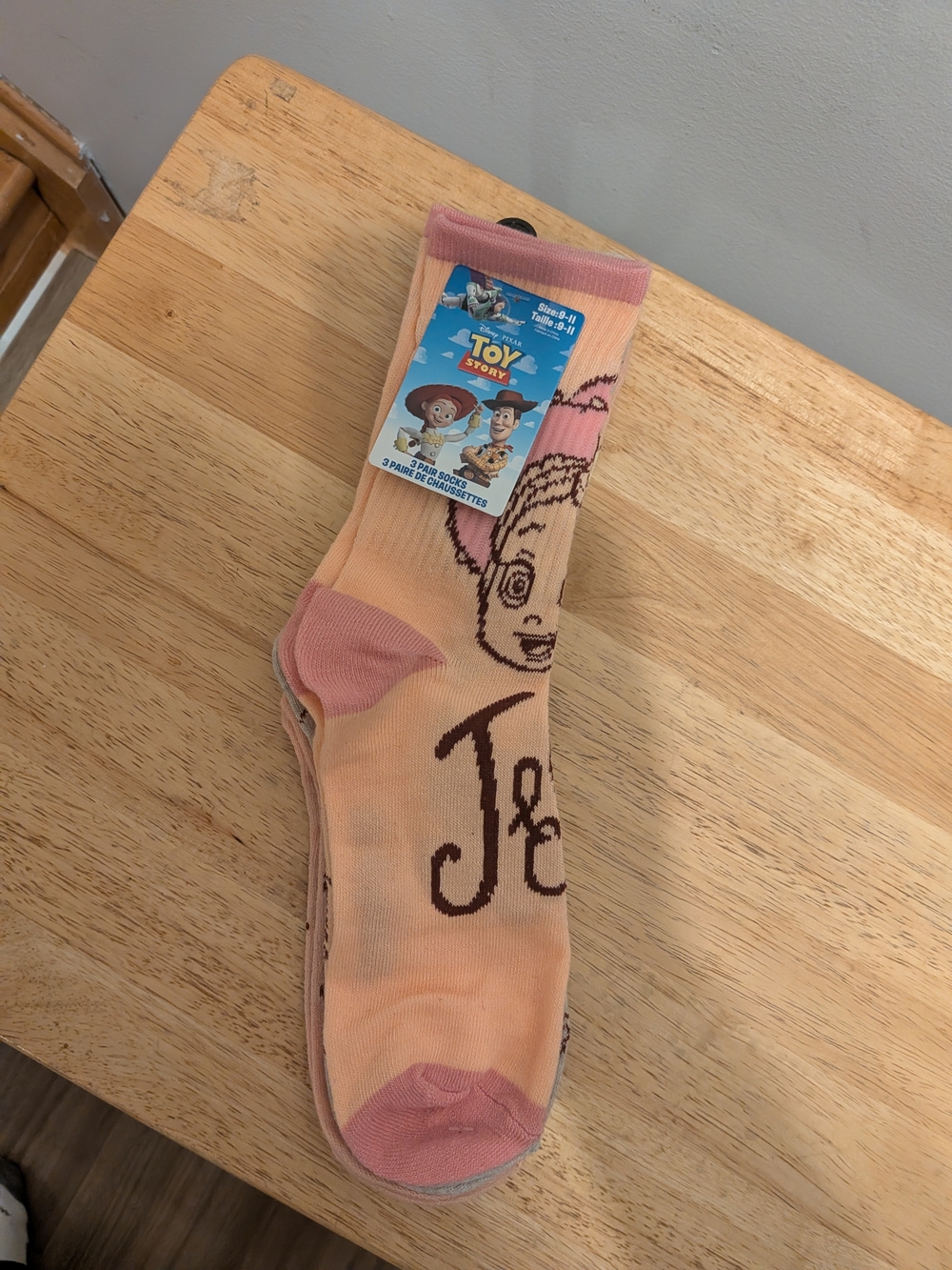 Disney Jessie Crew Socks in Peach and Pink